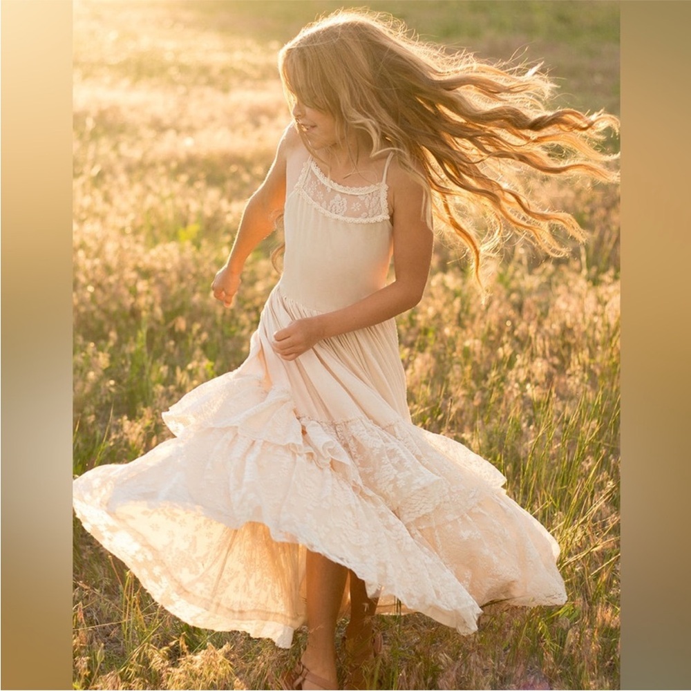 Joyfolie Girls Halter Lace Tiered Maxi Dress Size 4